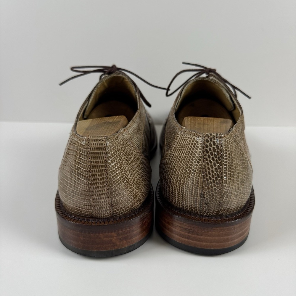 David Eden X Derby Dress Shoes Mens 10 Genuine Crocodile Lizard Exotic Beige - Picture 4 of 7